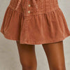 SO ME Mineral Wash Pintucked Corduroy Mini Flared Skirt
