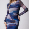 Blue Hour Revery Watercolor Mesh Midi Dress