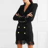 Midnight Luxe Fringe Woolen Jacket Dress