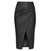 Stacy Faux Leather Drape Skirt