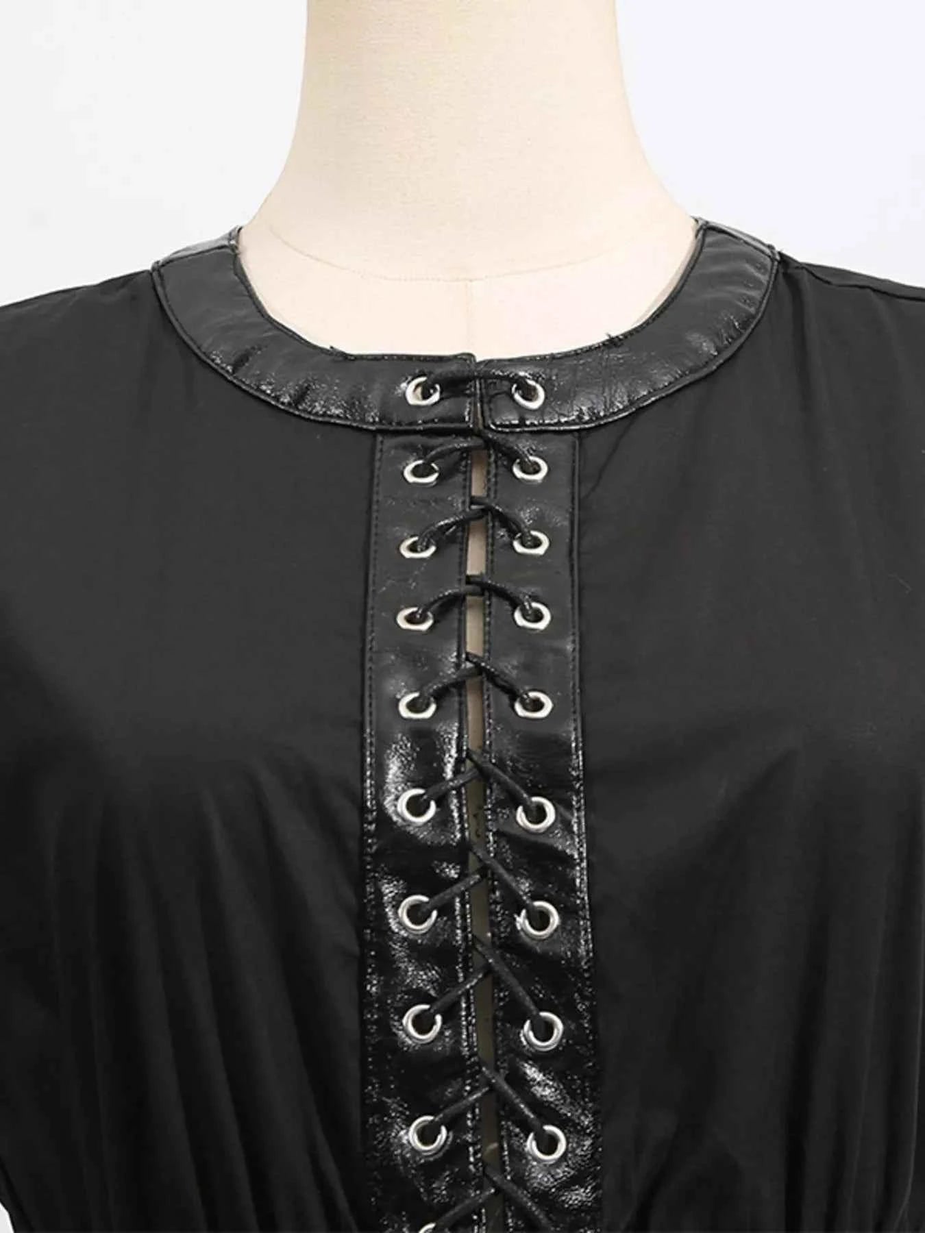 Lace-Up Corset Sleeveless Midi Dress