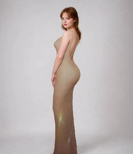 Diamond Hour Dusted Mesh Sleeveless Gown