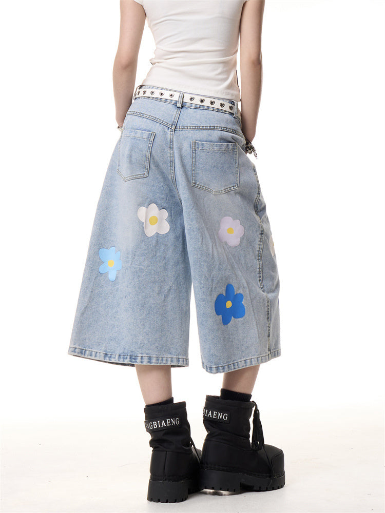 Bloom Baby Wide-Leg Denim Shorts”