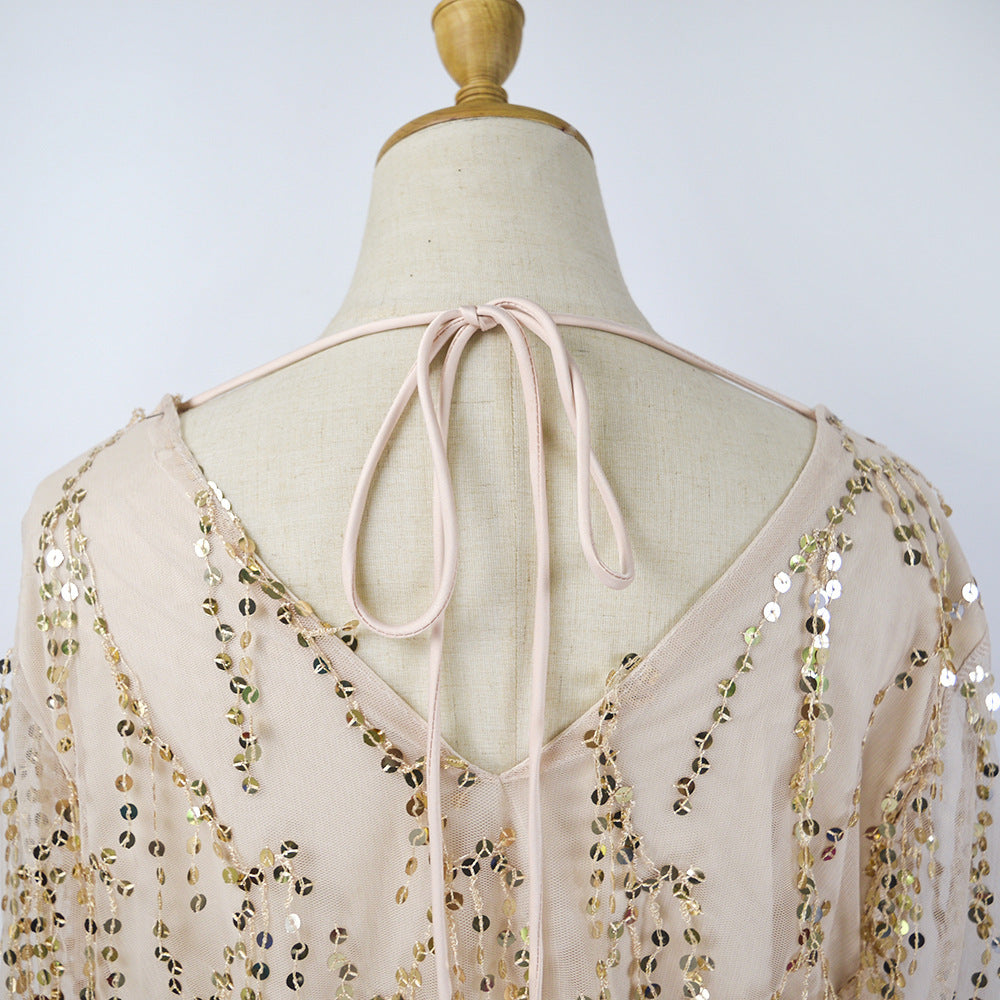 Robe glamour à franges et sequins Midnight Reverie