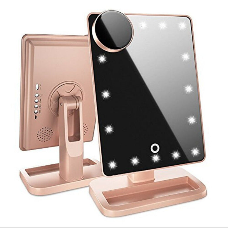 Touch Screen Makeup 10X Mirror with 20 LED Lights & Bluetooth Music Speaker