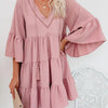Whimsical Ruffle Lace-Up Chiffon Dress