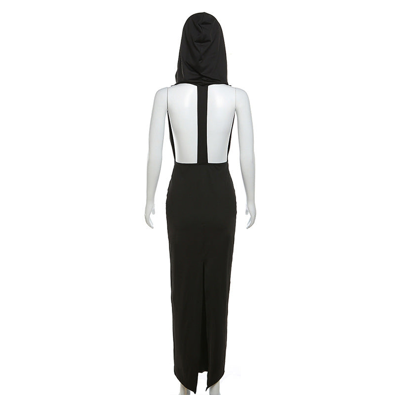 Enigma Hooded Backless Dress
