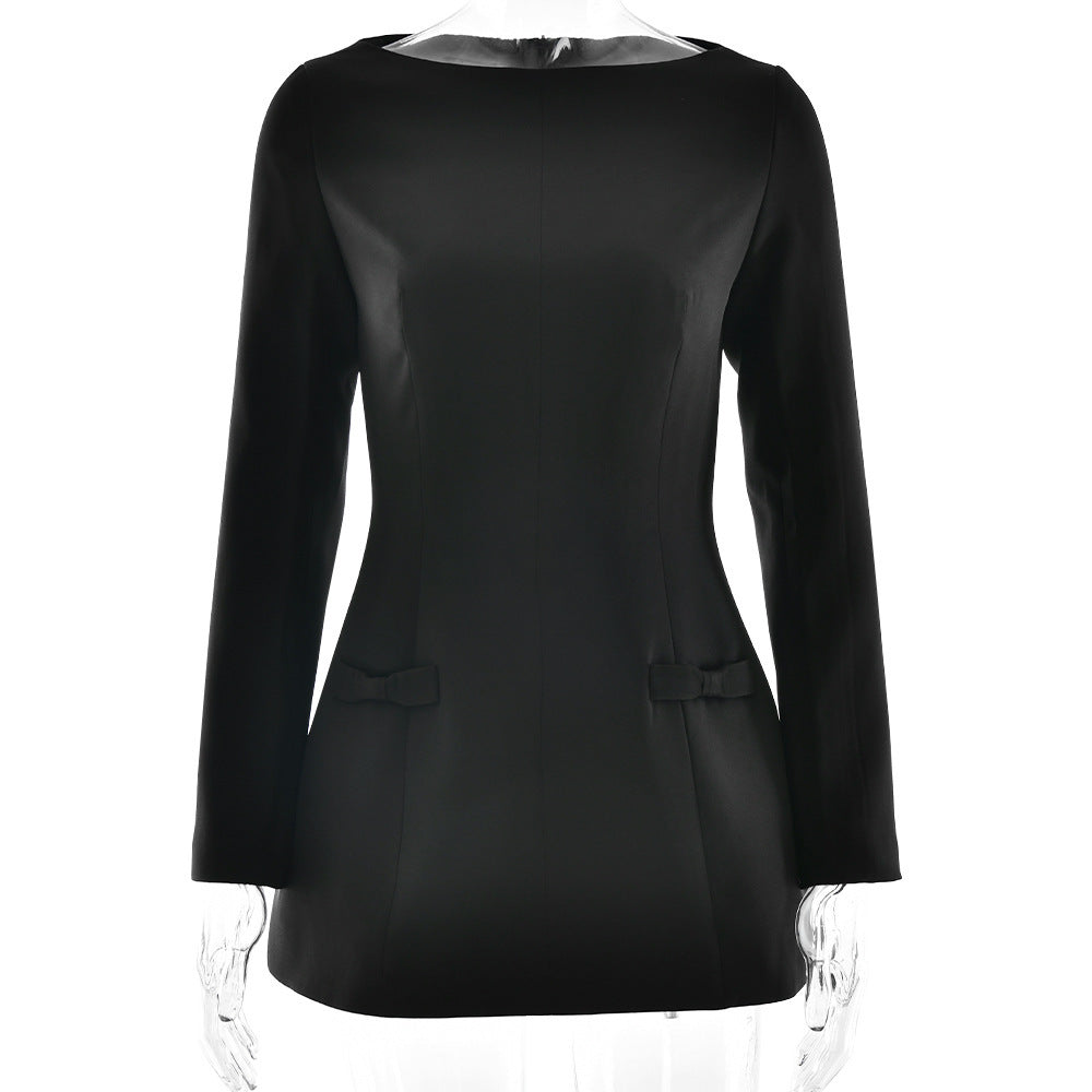 Anastasia A-Linien-Samtkleid mit Schleife