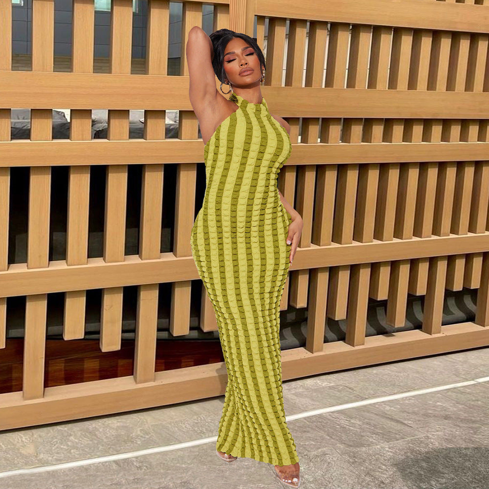 Trendsetter Halter Fringe Backless Maxi Dress