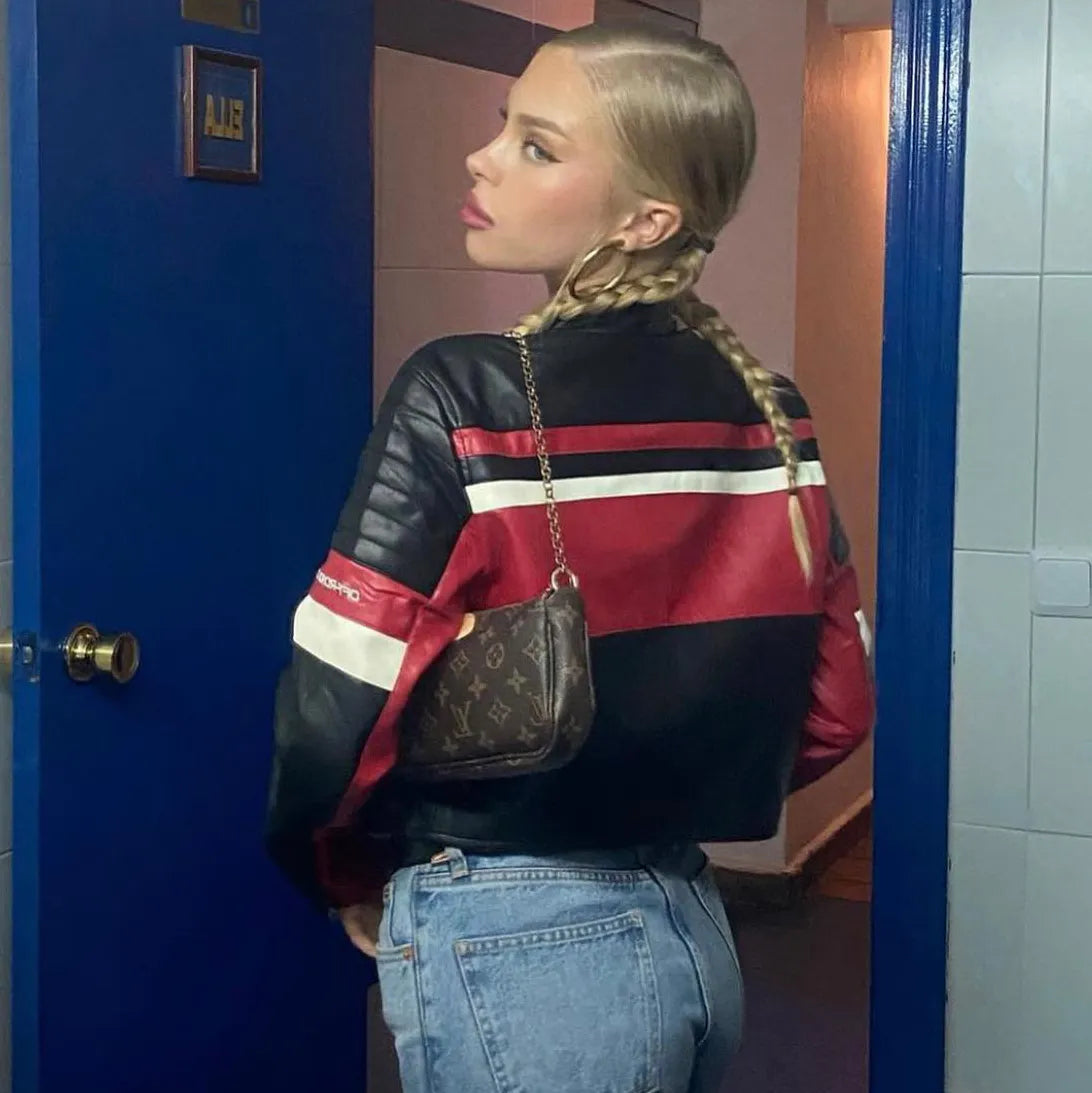 Street Style Color Block Zipperjacke