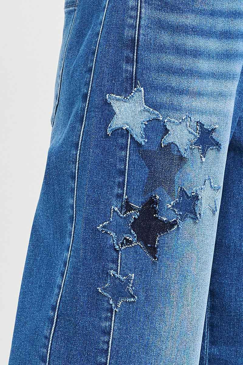 RISEN Elastic Band Slouchy Cropped Barrel with Star Patch