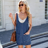 Casual Denim Overall Dress with Pockets – Chic Summer Mid-Length Sling Dress