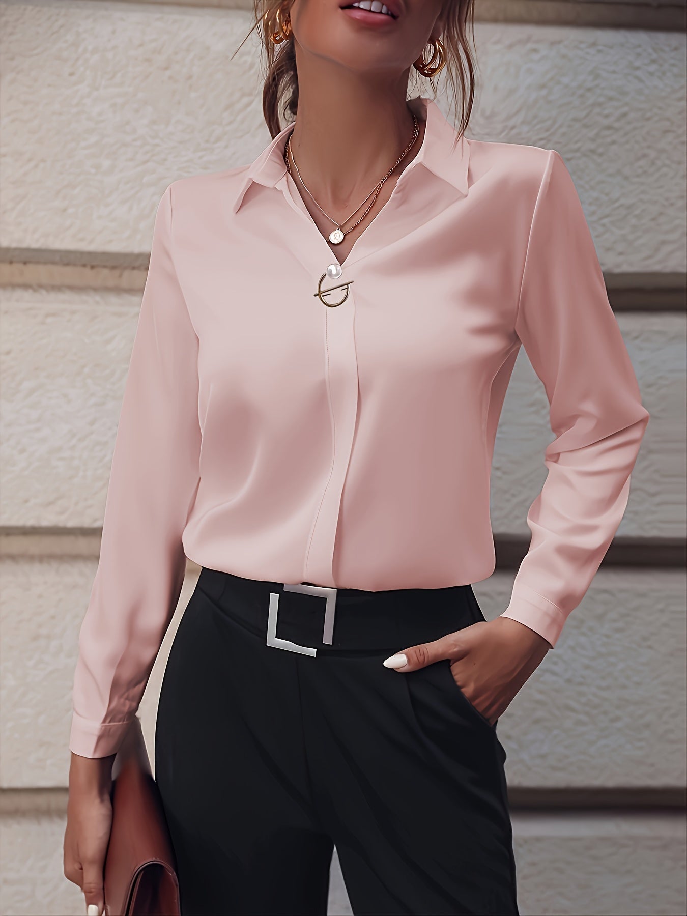 Boardroom Bliss Satin-Feel Blouse