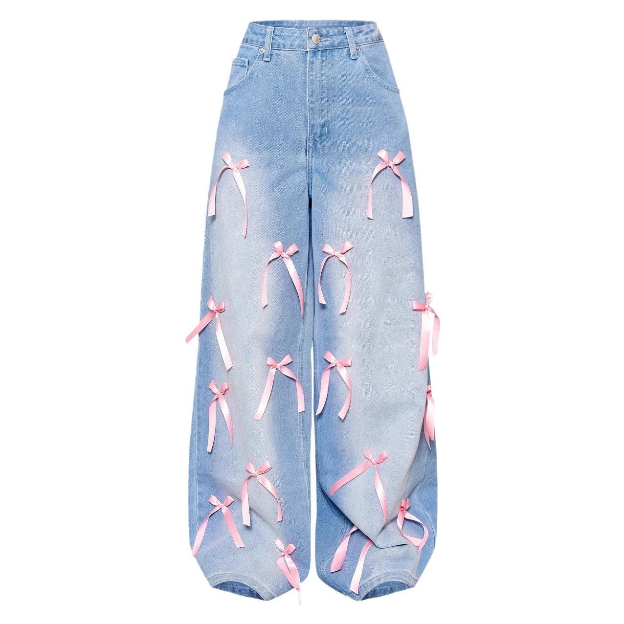 Solvy Pink Ribbon Denim Pants