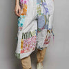 POL Printed Patchwork Wide Leg Pants with Adjustable Side Drawstring