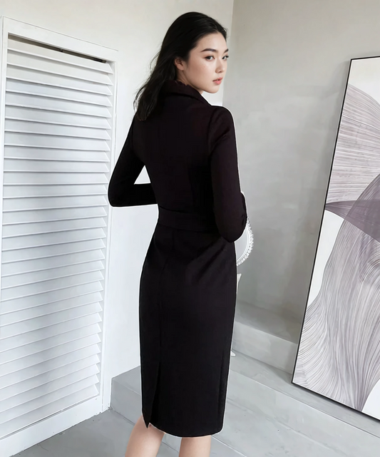 Prime State Suit Collar Midi Dress