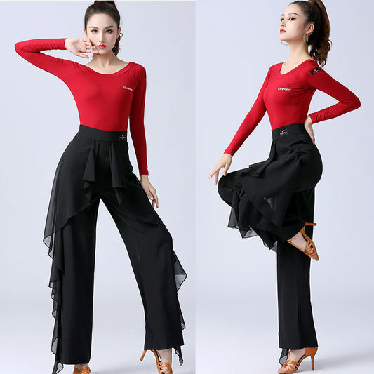 Bold Steps Ruffle Wide-Leg Chiffon Pants