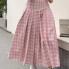 Samantha Checkered Pleated Maxi Skirt