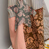 POL Striped Floral Patchwork Wide leg Pants with Side Big Star Patch