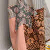 POL Striped Floral Patchwork Wide leg Pants with Side Big Star Patch