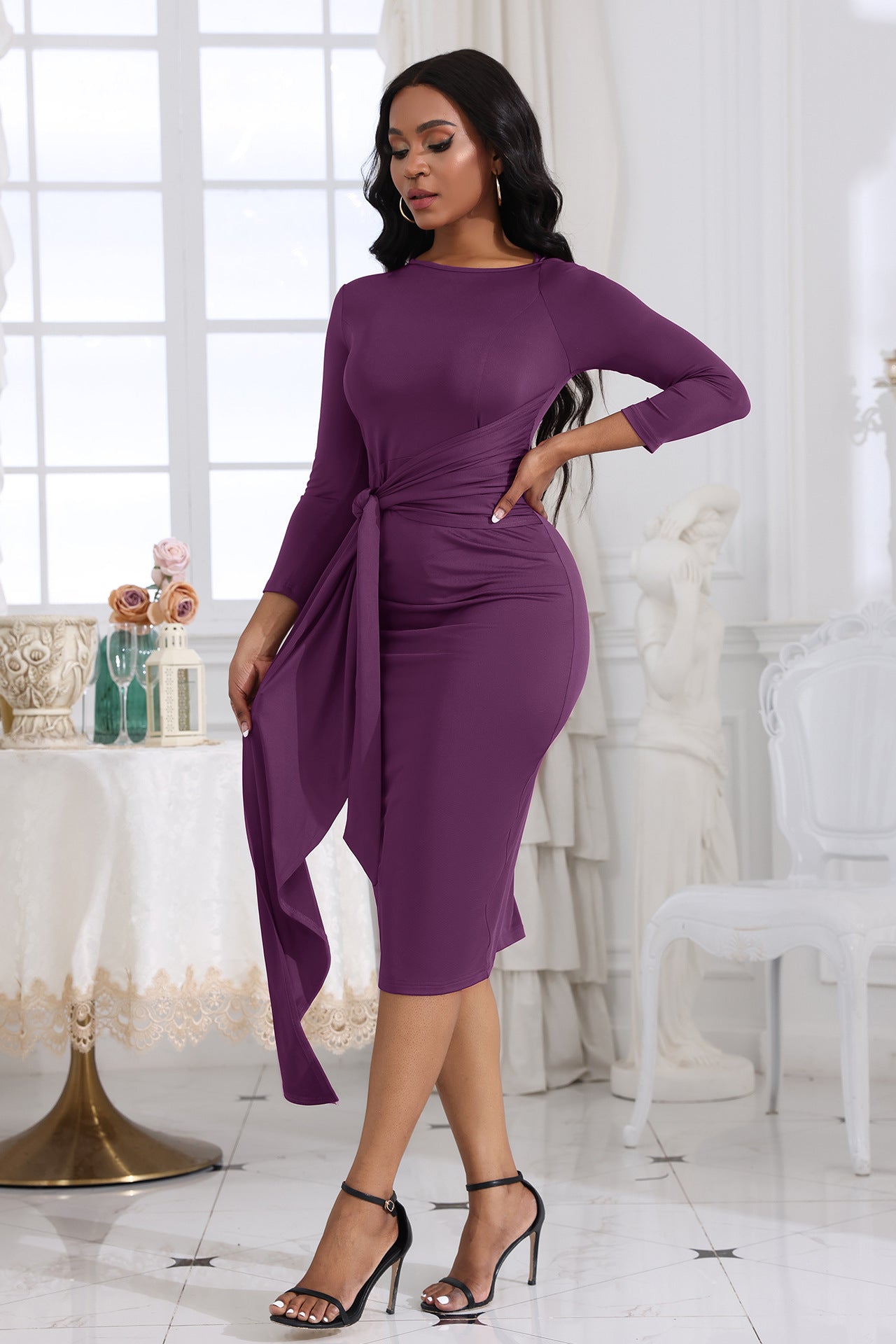 Ivanna Slim Fit Contour Midi Dress