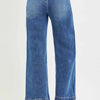 RISEN Elastic Band High Rise Cropped Wide Jeans