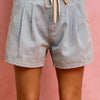 SO ME Mid Rise Denim Shorts With Cotton Tape Drawstring
