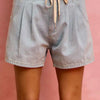 SO ME Mid Rise Denim Shorts With Cotton Tape Drawstring