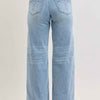 Judy Blue Mid Rise Retro Wide Leg Jeans with Fold-over Waistband