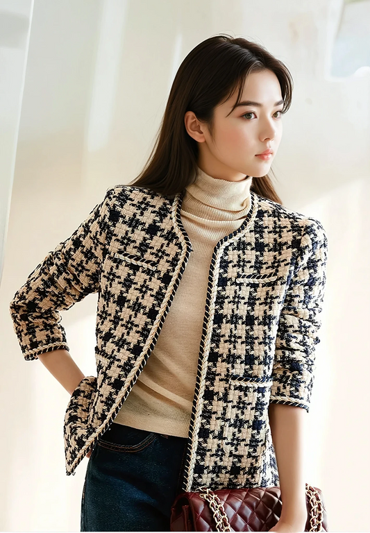 Houndstooth Small Fragrance Jacket Women Clothing