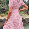 Floral Print Wrap Mini Dress with Puff Sleeves