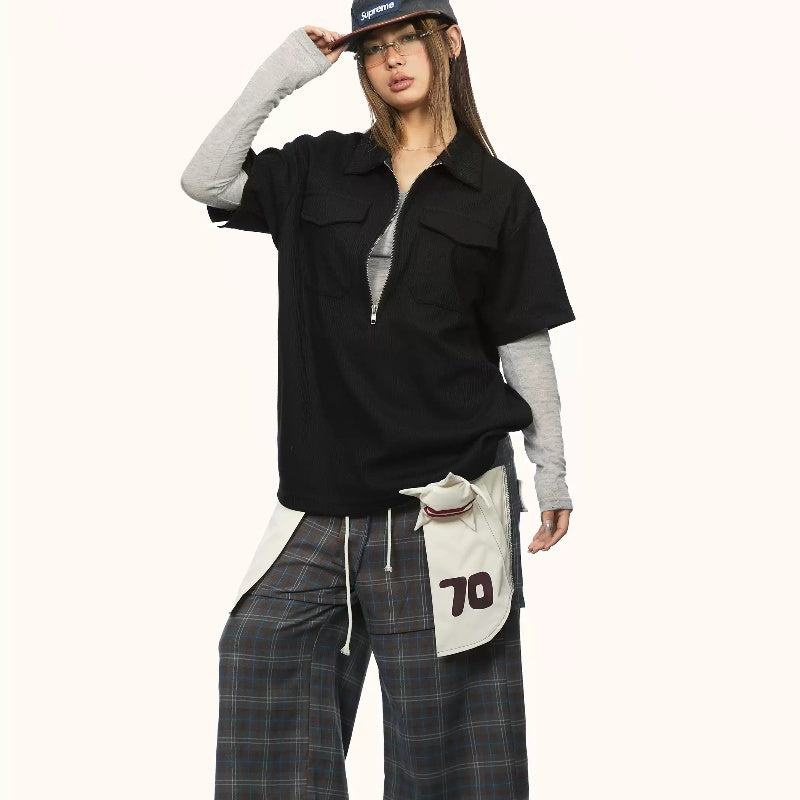 BreezeZip Freizeithemd mit halbem Reißverschluss