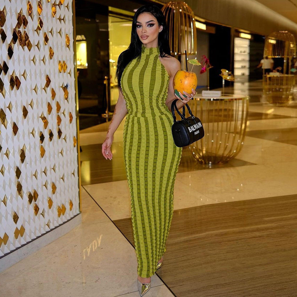 Trendsetter Halter Fringe Backless Maxi Dress