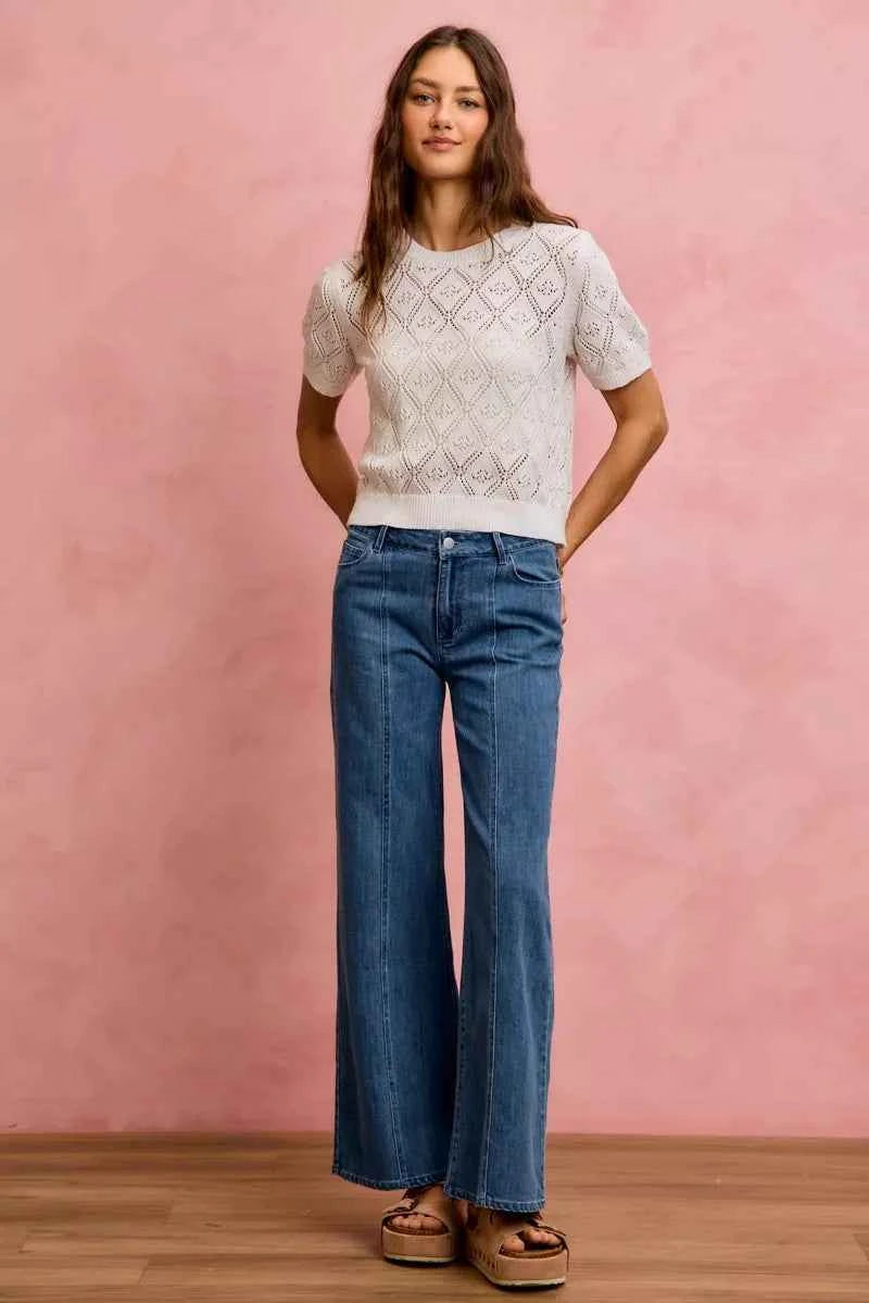 SO ME Seam Detail Mid Rise Stretch Denim Jeans