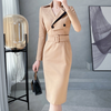 Prime State Suit Collar Midi Dress