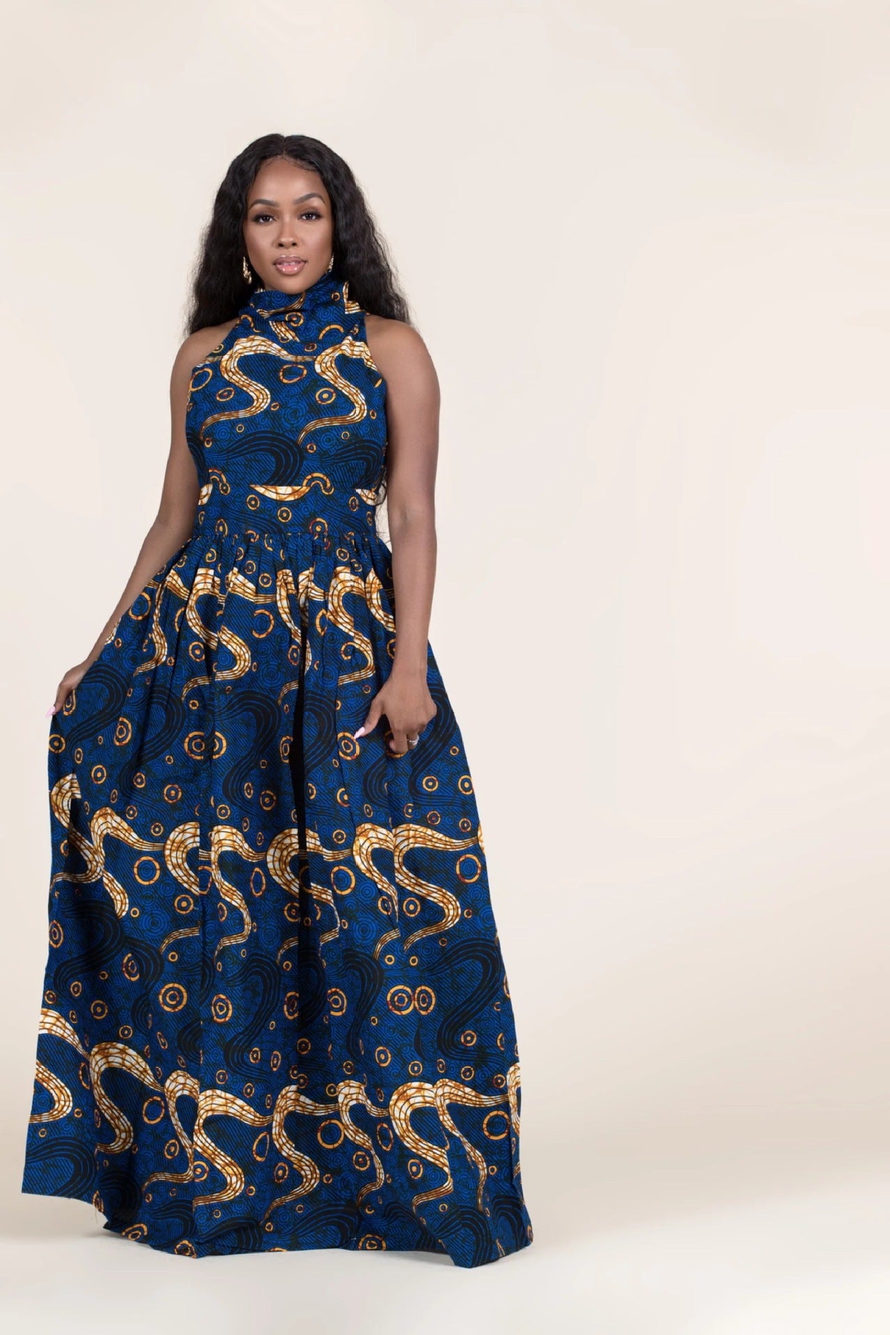 Vivid Dreams Digital Print Halter Dress