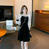 Chiffon Panel Velvet Elegance Dress