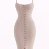Simple Saturday Button-Front Bodycon Sweater Dress