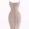 Simple Saturday Button-Front Bodycon Sweater Dress