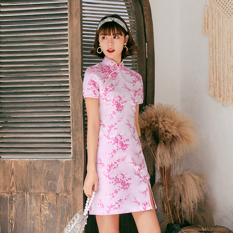 Charm Brocade Cheongsam Mini Dress