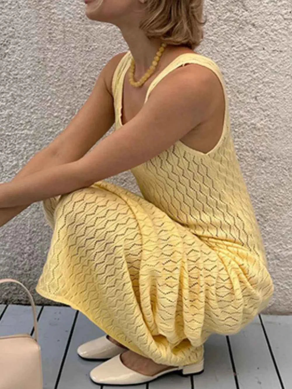 Openwork Sleeveless Maxi Dress