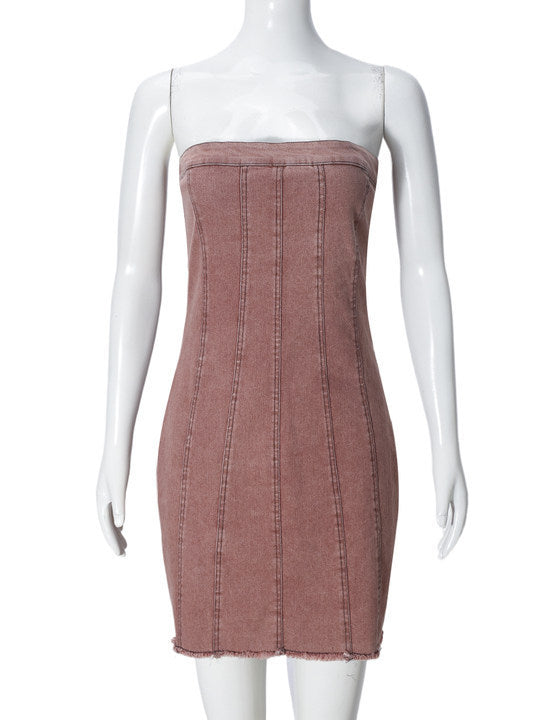 Rebel Muse trägerloses Jeans-Minikleid