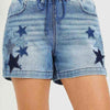 RISEN Elastic Band Slouchy Denim Shorts with Star Patched Details