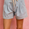 SO ME Mid Rise Denim Shorts With Cotton Tape Drawstring