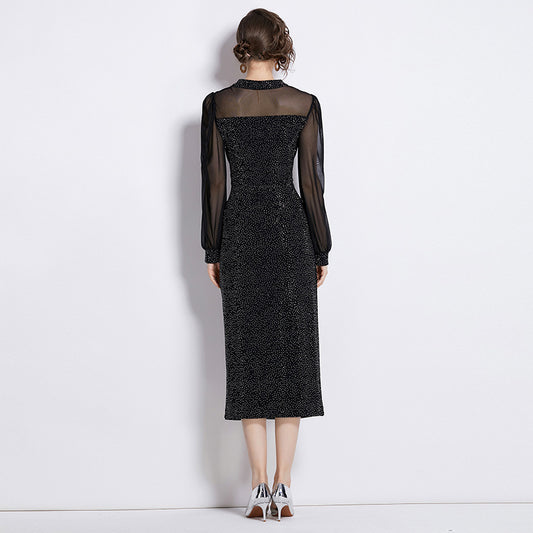 Midnight Majesty Sequin Velvet Sheath Dress