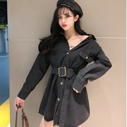 Revery Oversized Denim Shirt Jacket Dress