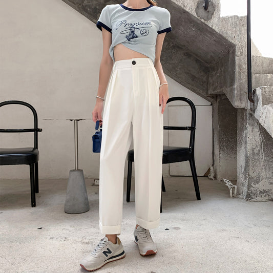 Crisp  High-Waist Pleated Trousers