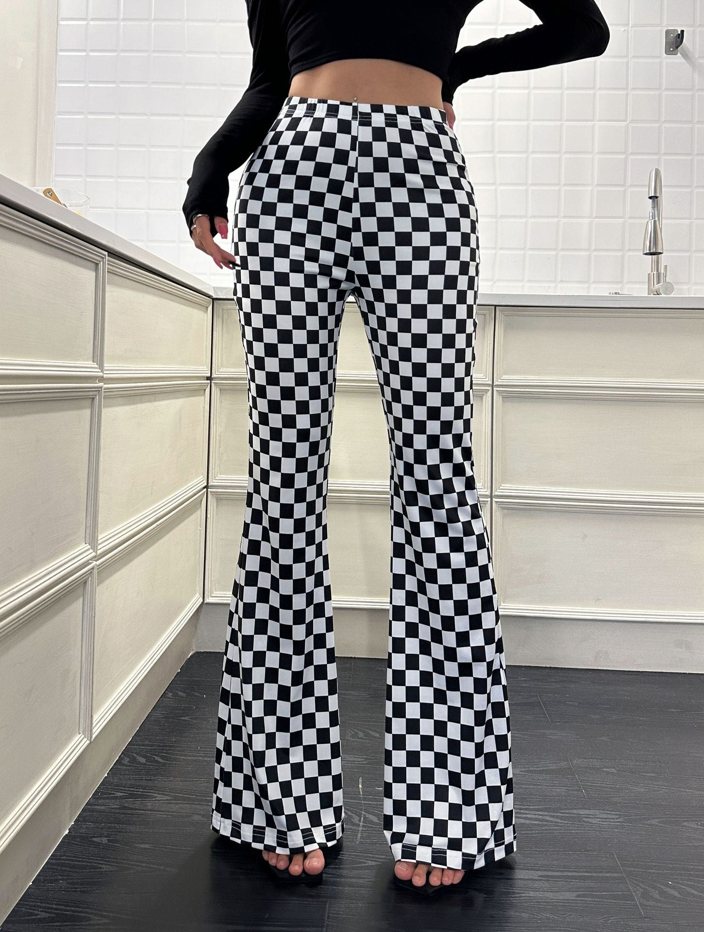 Bold Moves Flared Checkerboard Pants
