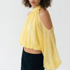 A Little Drama Sheer Cold-Shoulder Bow-Back Crop Top