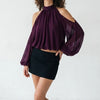 A Little Drama Sheer Cold-Shoulder Bow-Back Crop Top